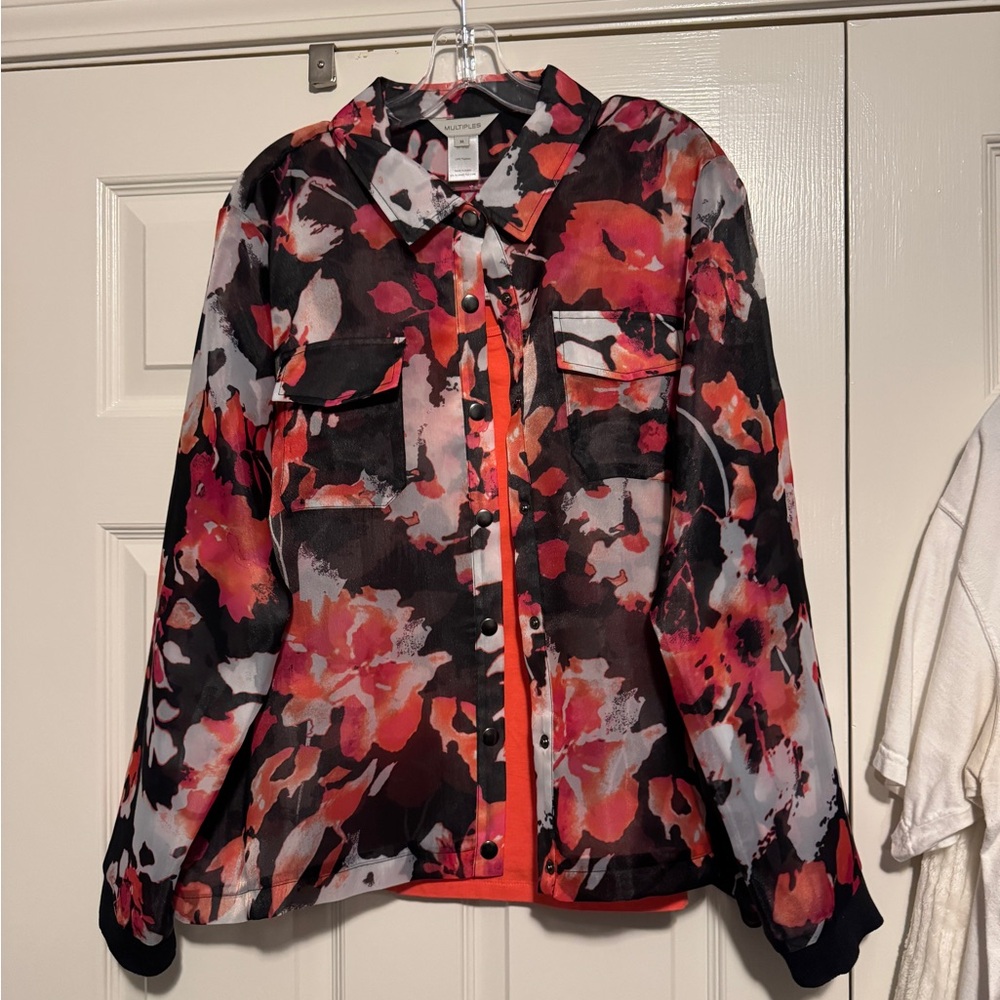 Multiples floral jacket and tank set